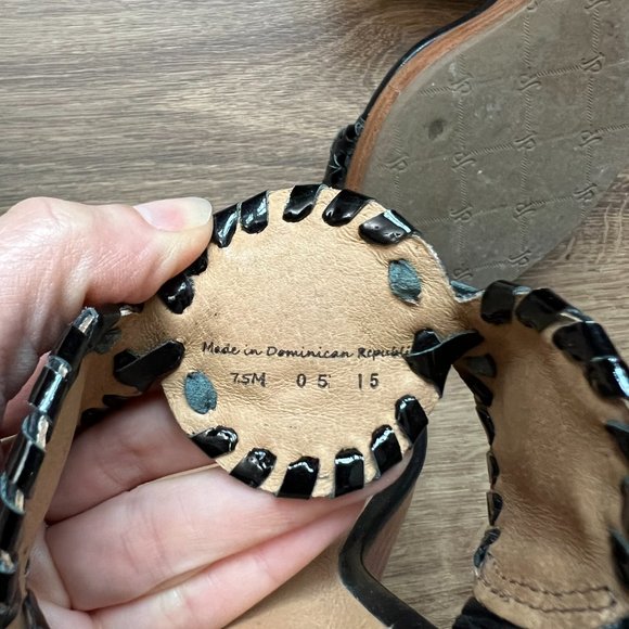 Jack Rogers Black Luccia Leather Wedge Sandal Sz 7.5 - Picture 10 of 12